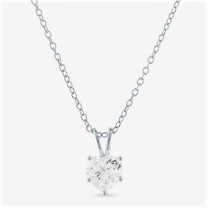 Lab Created White Sapphire Sterling Silver Heart Pendant Necklace